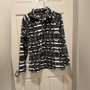 2 Pc Eddie Bauer Quest Fleece 1/4Zip & Matching Neck Gaiter: Black & White